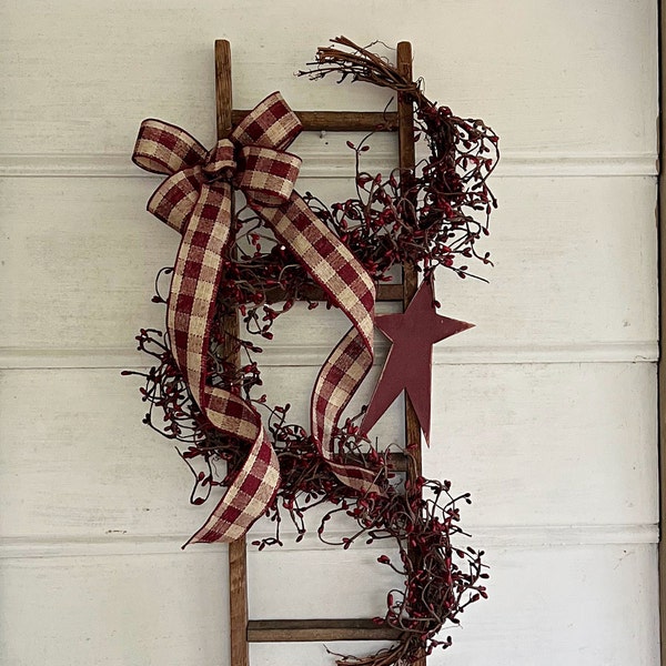 Patriotic Decor for Your Porch, Americana Decor, Berry Ladder, July 4th Decor, Farmhouse Americana, Country Home Decor, Patriotic Door Decor