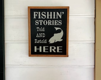 Fishing Sign for Dad, Fishing Decor, Fisherman's Sign, Fisherman Gift, Cabin Decor, Gift for Grandpa, Lake House Decor, River House Decor