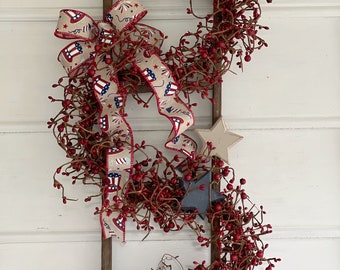 Memorial Day Decor, Patriotic Porch Decor, July 4th Decor, Decorative Ladder for Wall or Door