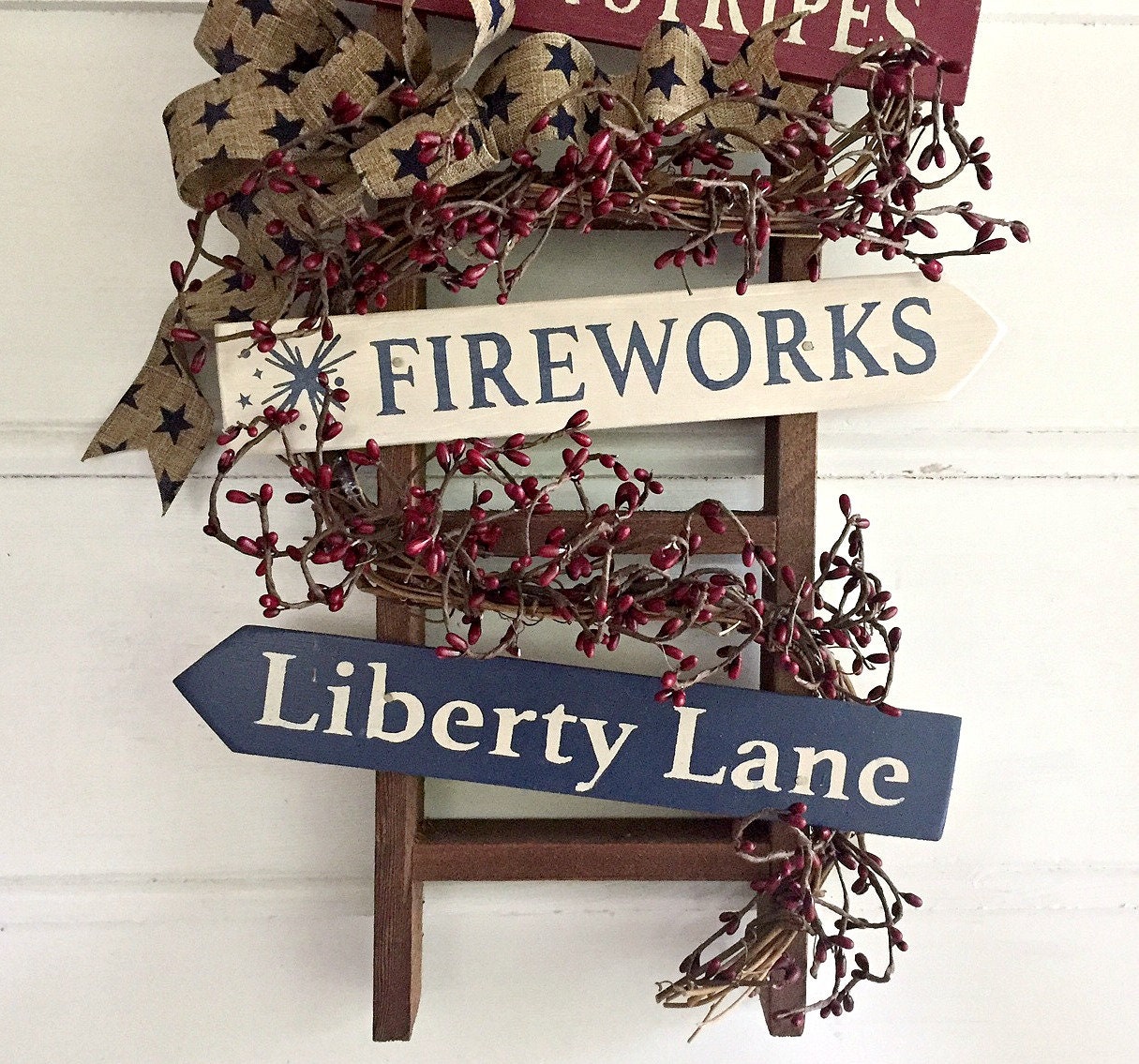 Patriotic Ladder Decor: Rustic Americana Farmhouse Display - Etsy