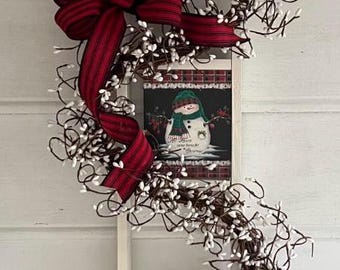 Decoratieve kerstladder, sneeuwpopdecor, kerstversiering voor deur of muur