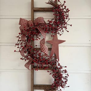 Americana Berry Ladder: Patriotic Farmhouse Porch Decor