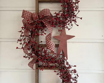 Americana Berry Ladder: Patriotic Farmhouse Porch Decor