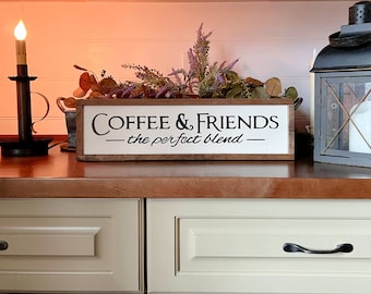 Coffee Signs for Your Coffee Station, Coffee Bar Sign, Kitchen Decor, Coffee and Friends The Perfect Blend Sign