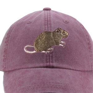 Rat embroidered hat, baseball cap, baseball hat, pet hat, mom, dad cap, wildlife, nature hat, brown, river rat, running, hiking, low profile