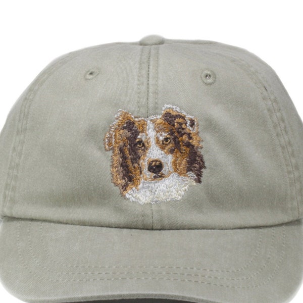 Australian Shepherd embroidered hat, baseball cap, dog lover gift, pet mom cap, dad hat, mom, red merle, dog agility, aussie cap