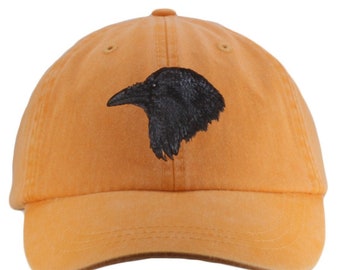Raven embroidered bird hat, baseball cap, dad hat, mom cap, wildlife, nature hat, animal, hunting, Crow, black bird, bird watcher gift