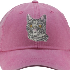 Tabby cat embroidered hat, baseball cap, cat mom gift, pet lover gift, cat lover, gray tabby, cat mom, dad hat, grey tabby cat, tiger