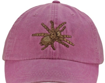 Tarantula embroidered hat, baseball insect cap, wildlife spider bug, adjustable leather buckle strap