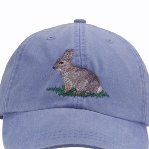 Rabbit embroidered hat, baseball cap,  dad hat,  gift for mom, wildlife hare,  cottontail bunny