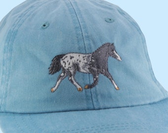 Appaloosa embroidered hat, baseball cap, riding, equestrian hat, horse cap, horse lover gift, mom cap, dad hat, black white appaloosa cap