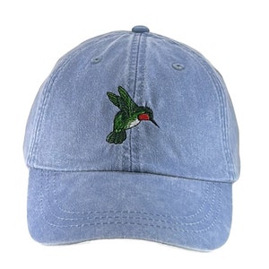 Hummingbird embroidered dad hat, baseball cap, bird lover watcher, adjustable leather strap and buckle, low profile fits men women image 3