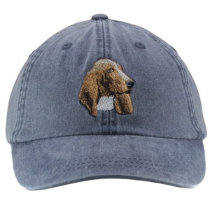 Basset Hound embroidered baseball cap, dog lover gift, dad hat, adjustable leather with buckle, cool crown lining, adult sizes