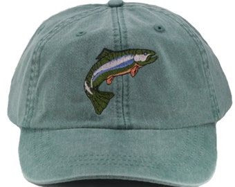 Trout embroidered hat, baseball cap, dad hat, mom cap, wildlife cap, animal, fish, rainbow trout, fishing, fisherman hat, father's day, gift