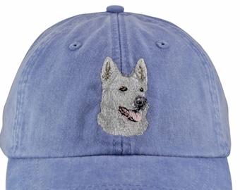 White German Shepherd embroidered hat, baseball cap, dog lover gift, pet mom,  dad hat, mom, dog agility, dog lover hat, white shepherd