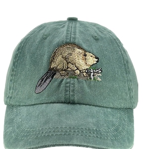 Beaver embroidered low profile dad hat, unstructured baseball cap, adjustable leather strap, fits most adults, cool crown mesh lining