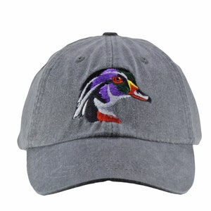 Wood Duck embroidered dad hat, baseball low profile mom cap, bird lover watching gift, adjustable fits most adults, leather strap buckle