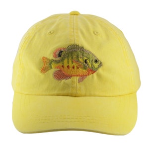 Blue gill embroidered hat, baseball cap, bluegill fish, fishing, fisherman hat, father's day, adjustable leather strap buckle image 3