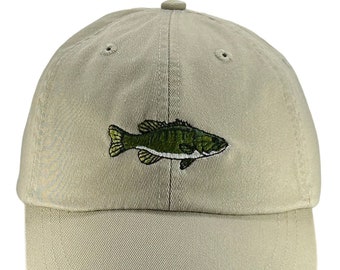 Bass embroidered hat, baseball cap, smallmouth bass, dad hat, mom cap, hiking  cap, animal, fish, fishing, fisherman hat, fathers day