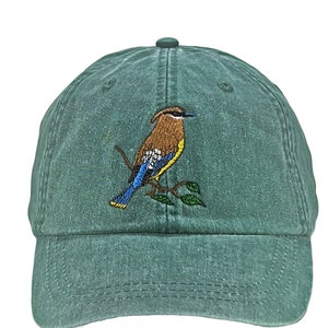 Cedar Waxwing embroidered hat, baseball cap,  dad hat, wildlife hat, nature cap, bird lover gift, bird watcher