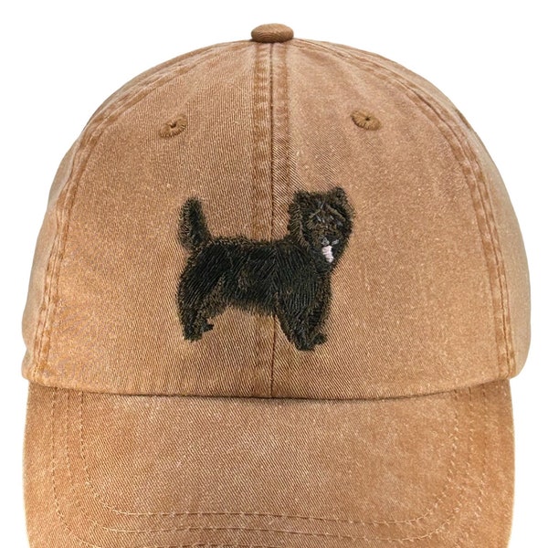 Cairn Terrier embroidered hat, baseball cap,  brindle coat,  adjustable leather strap, fits most adults