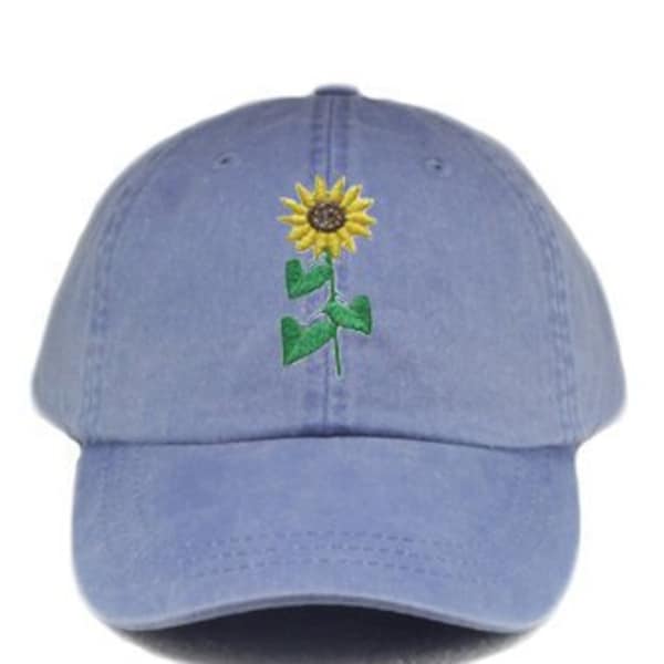 Tech Design Sunflower Baseball Cap – Embroidered Cotton Adjustable Dad Hat In Light Blue | Unisex Casual Hat - View #13