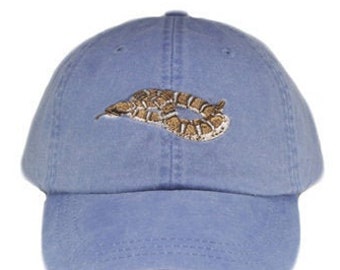 Rattlesnake embroidered hat, baseball cap, desert hat, dad hat, mom cap, ridge nose snake, snake lover gift, snake hat,