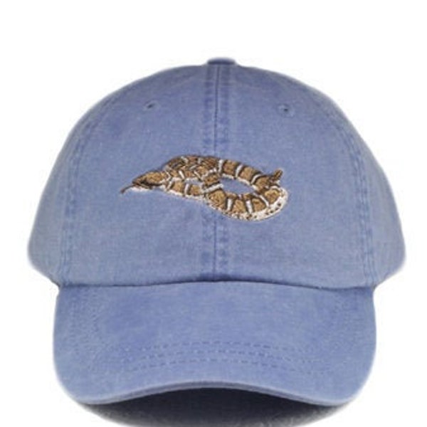 Rattlesnake embroidered hat, baseball cap, desert hat, dad hat, mom cap, ridge nose snake, snake lover gift, snake hat,