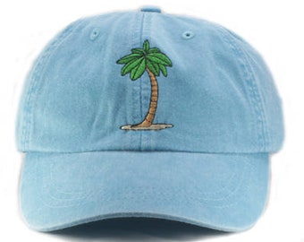 Palm tree embroidered hat, baseball cap, vacation cap, sun cap, summer hat, tropical, garden cap, dad hat, garden cap, mom cap, beach hat