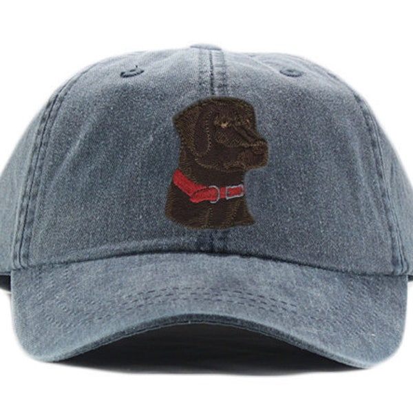 Chocolate Labrador retriever embroidered hat, baseball cap, low profile dad hat, dog mom, pet lover gift, chocolate lab collar