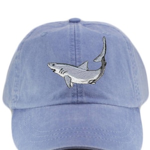 Shark embroidered hat, baseball cap, cap, dad hat, mom cap, wildlife cap, mako shark cap, shark lover gift, saltwater fishing, fish cap