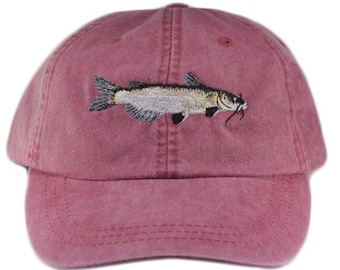Catfish embroidered hat, baseball cap, dad hat, mom cap, wildlife cap, animal, fish, channel catfish, fishing, fisherman hat, father's day