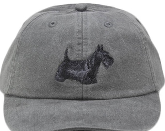 Scottie embroidered hat, baseball cap, dog lover gift, pet mom cap, dad hat,dog agility, dog lover hat, scotty, scottish terrier, silhouette