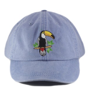 Toucan embroidered hat, baseball cap, dad hat, mom cap, bird hat, wildlife hat, beach, bird lover gift, bird watcher, tropical bird, jungle