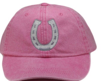 Horseshoe embroidered hat, baseball cap, riding, equestrian hat, horse cap, horse lover gift, mom cap, dad hat, lucky hat