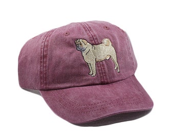 Pug Mom Baseball Cap Olive Distressed Vintage Wash Pug Gifts Pug Lover Gift
