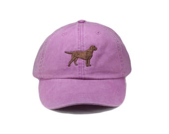 Chocolate Labrador retriever embroidered hat, baseball cap, dad hat, dog mom, pet lover gift, hunting hat, lab silhouette, chocolate lab
