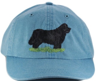 Newfoundland embroidered hat, baseball cap, dog lover gift, dad hat, dog mom, newfie, fits men and women. adjustable leather strap