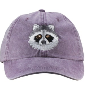 Raccoon embroidered hat, baseball cap, raccoon cap, dad hat, mom cap, wildlife, nature hat