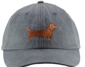 Dachshund embroidered hat, baseball cap, dad, mom, dog lover hat, weiner dog, gift for pet lover, hiking, walking, red, beach hat, camping