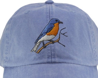 BlueBird  hat, baseball cap, dad, mom cap,  wildlife hat, hiking, camping, beach, gift for bird lover, eastern blue bird