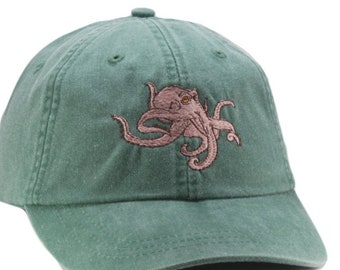 Octopus embroidered low profile dad hat, baseball mom cap, Squid octopus gift, kraken ocean animal, adjustable  fits most adults