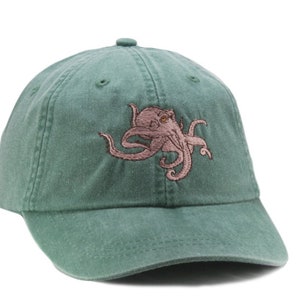Octopus embroidered low profile dad hat, baseball mom cap, Squid octopus gift, kraken ocean animal, adjustable  fits most adults