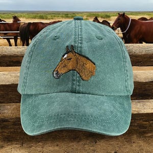 Horse embroidered low profile dad hat, baseball cap, equestrian gift,  thoroughbred, quarter horse lover, mom cap, fits most adults