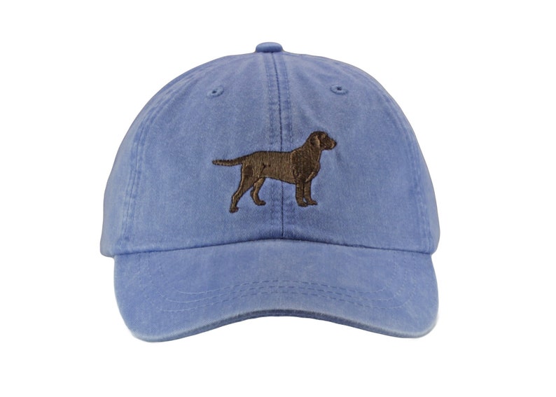 Chocolate Labrador retriever embroidered hat, baseball cap, dad hat, dog mom, pet lover gift, hunting hat, lab silhouette, chocolate lab image 1