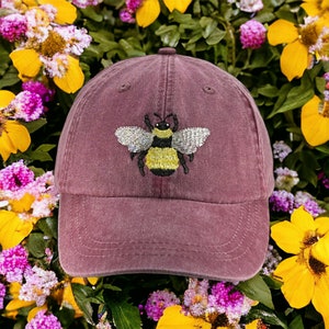 Bee hat, baseball cap, dad hat, mom cap, embroidered cap,  bad hair day, bumble bee, honey bee, queen bee cap, insect, bug cap