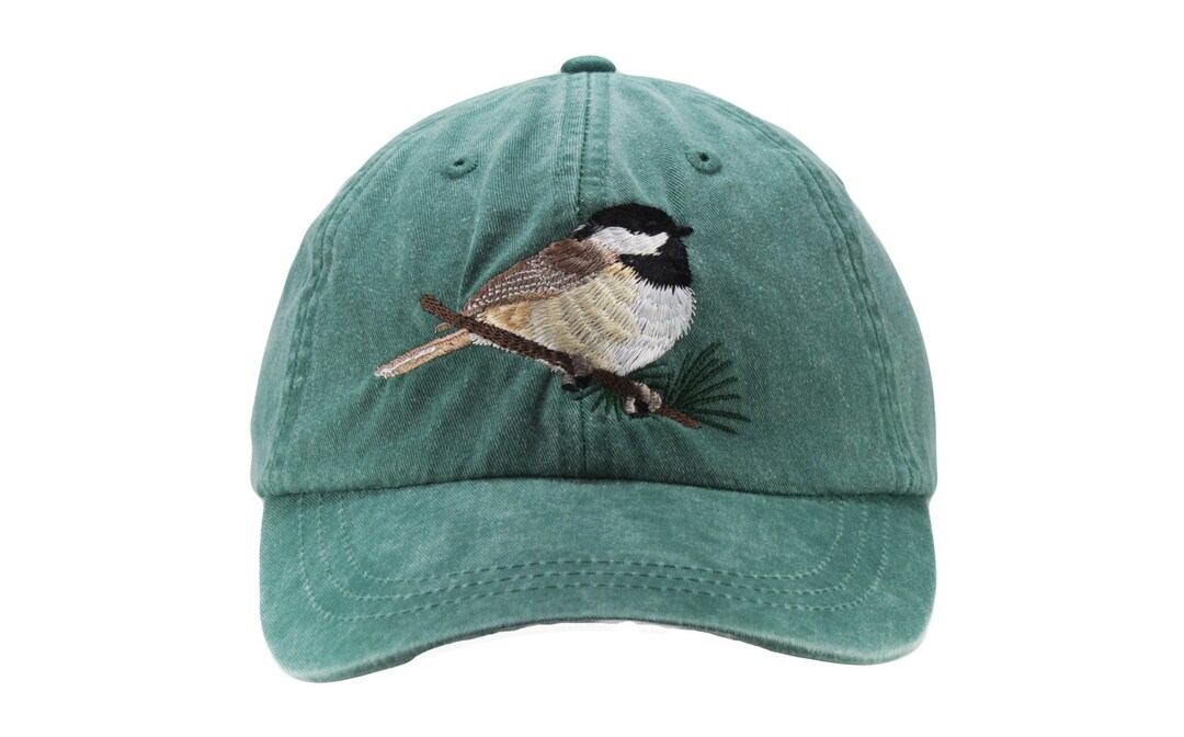 Chickadee Embroidered Hat, Baseball Cap, Dad Hat, Black Capped Wildlife