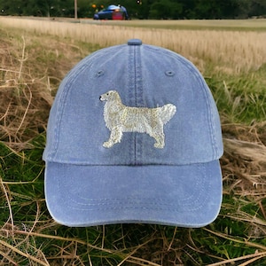 Golden retriever embroidered low profile dad hat, baseball mom cap, dog lover gift, english cream coat, adjustable fits men and women