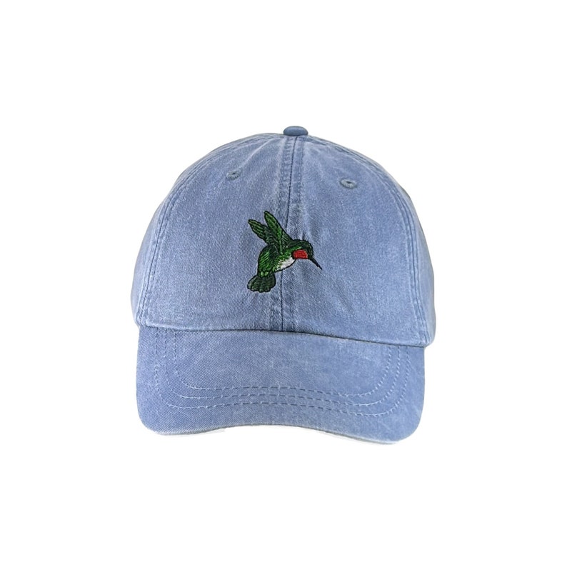 Hummingbird embroidered dad hat, baseball cap, bird lover watcher, adjustable leather strap and buckle, low profile fits men women image 3