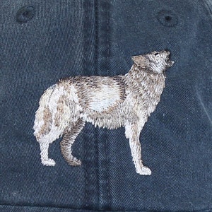 Wolf embroidered hat, baseball cap, gray wolf, grey wolf, howling timber wolf, wolf lover gift, dad hat, mom cap, wildlife hat, father's day image 2